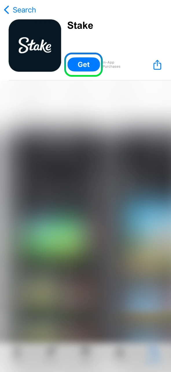 Tap the Get button to download the Stake app.