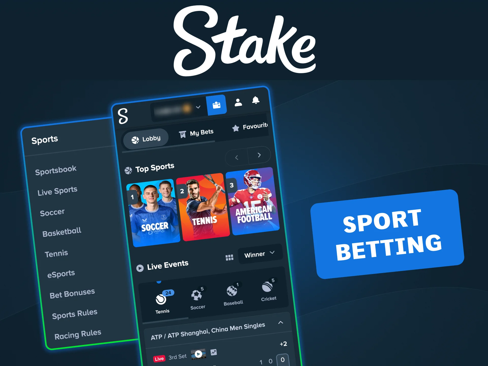 Explore the full Stake sportsbook from your mobile device anytime.
