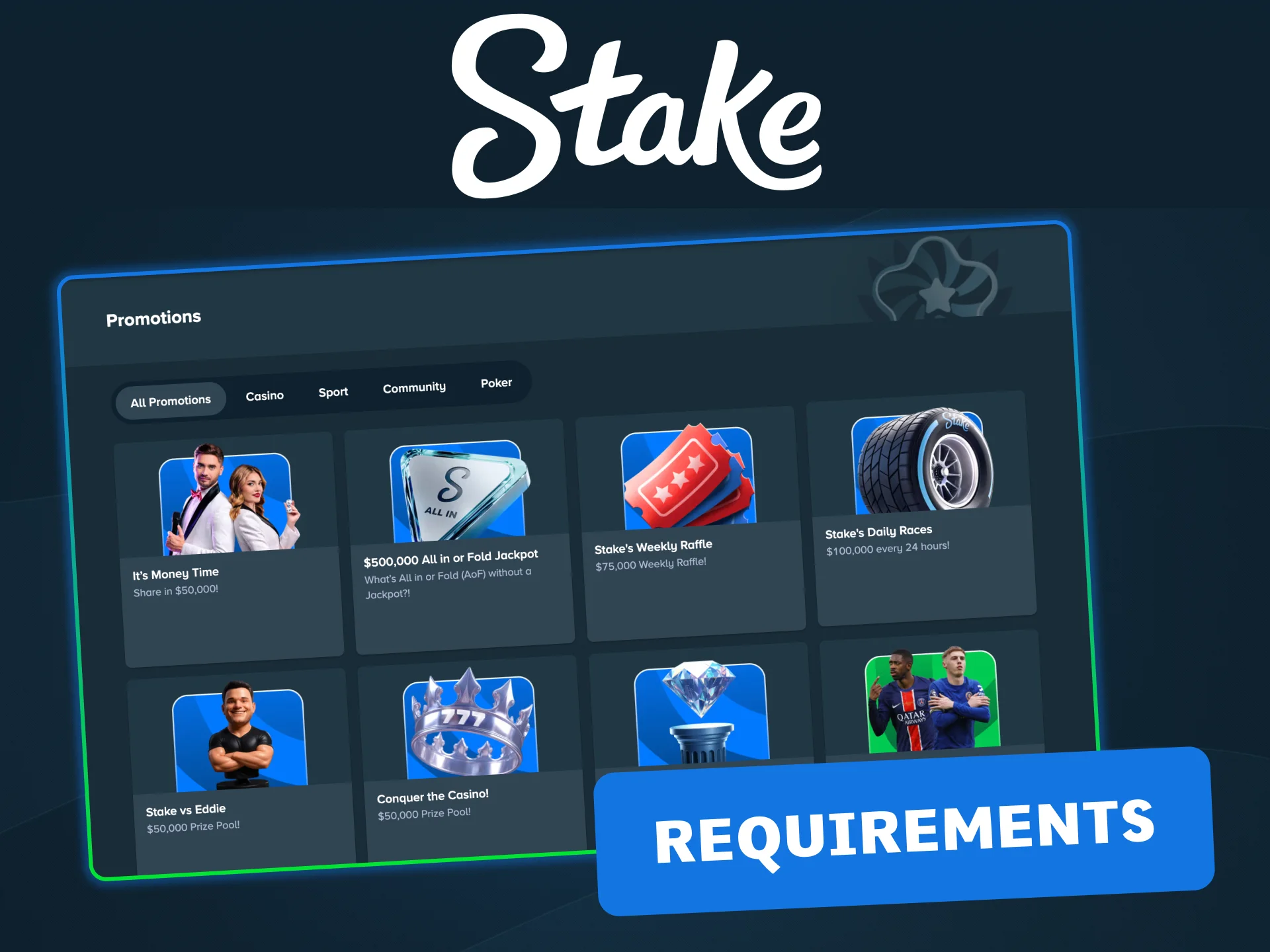 Follow Stake bonus requirements to unlock rewards and fair play.