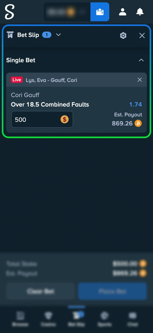 Place your stake and confirm the bet at Stake.