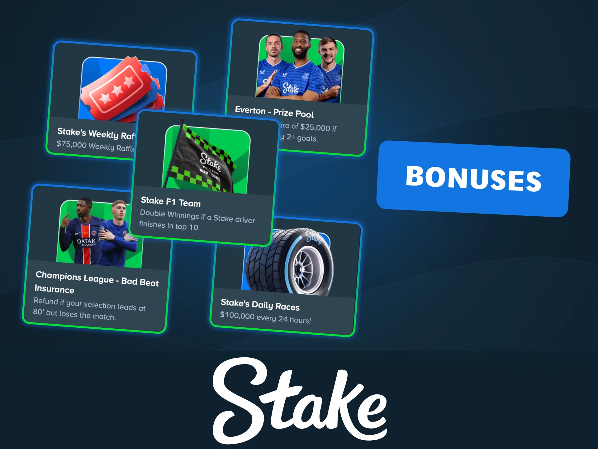 Explore current Stake promotions for extra rewards on bets and games.
