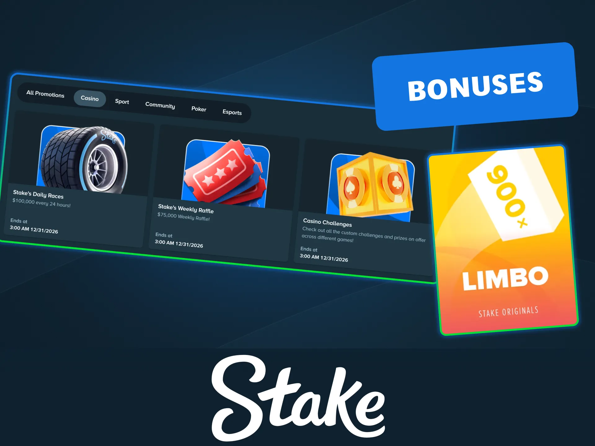 Win Limbo game bonuses on the Stake official rewards page.